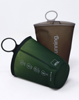 flask, gone running, green.