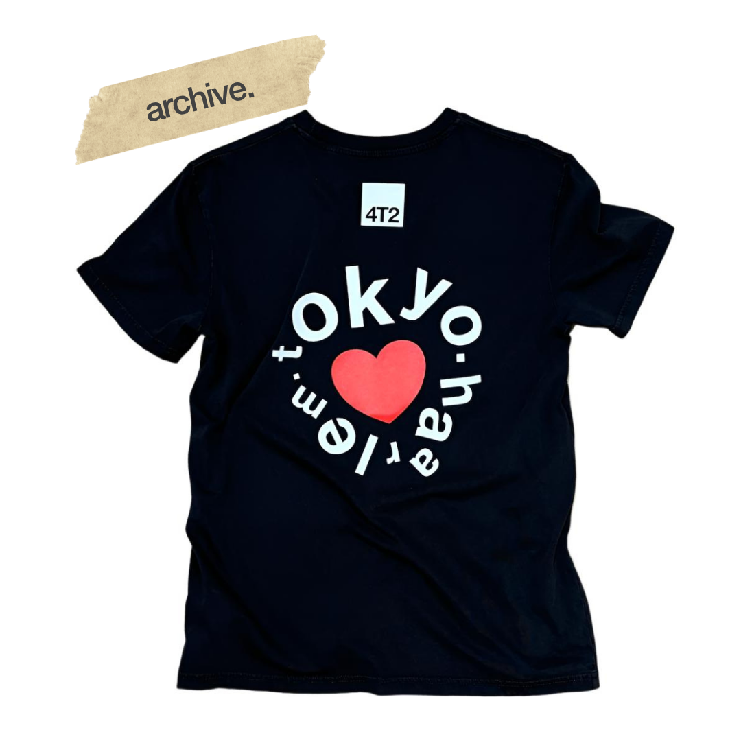 tee downbeat running, tokyo love on vintage black, archive.