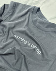 tee, running is boring, vintage black.