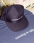 tee, running is ugly, vintage black.