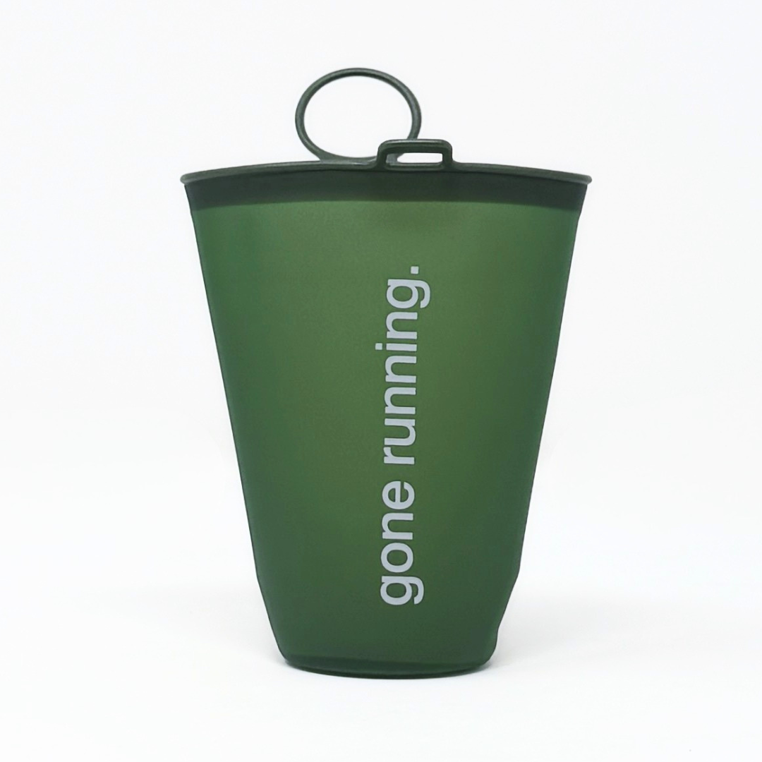 flask, gone running, green.