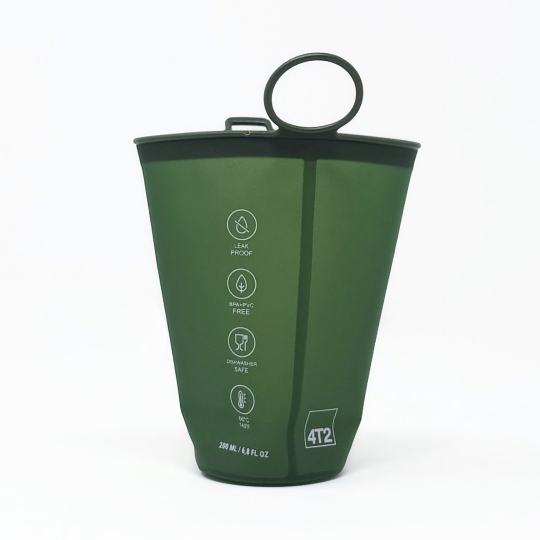 flask, gone running, green.