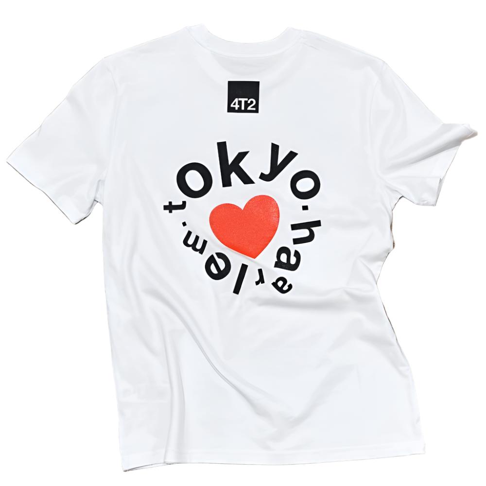 tee downbeat running, tokyo love on white.