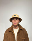 technical adjustable bucket hat, get lost, camel.